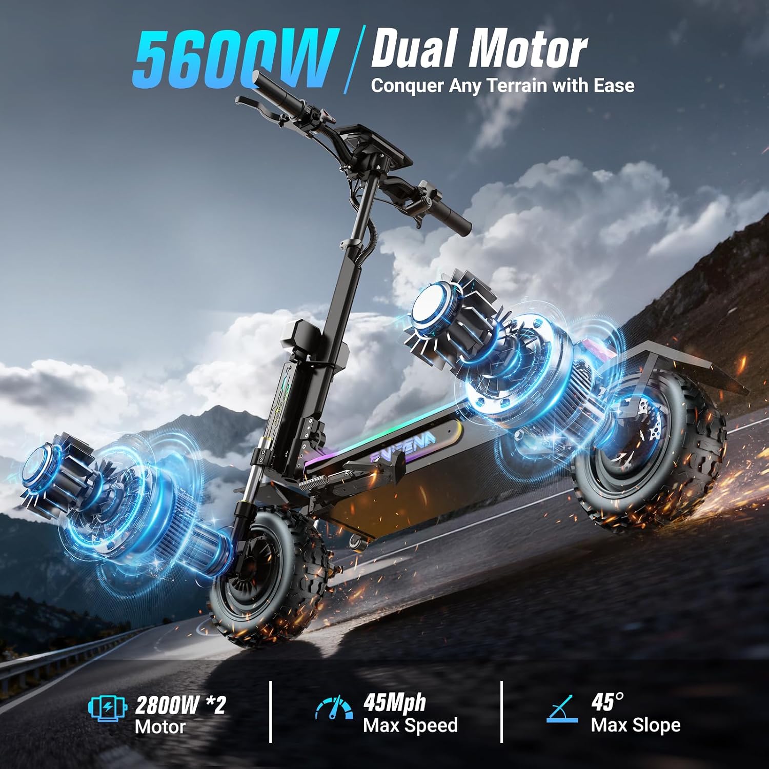 60V 5600W Dual Motor Electric Scooter - Electric Scooters Adults- 5600W Dual Motor,